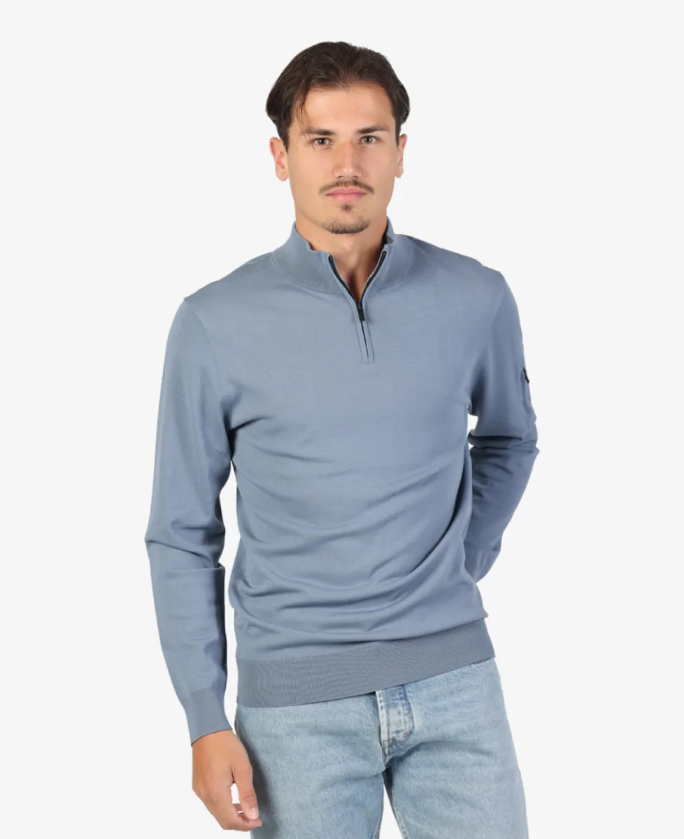 Seven Dials Trui Halfzip - Middelblauw 3 Seven Dials Seven Dials Trui Halfzip - Middelblauw