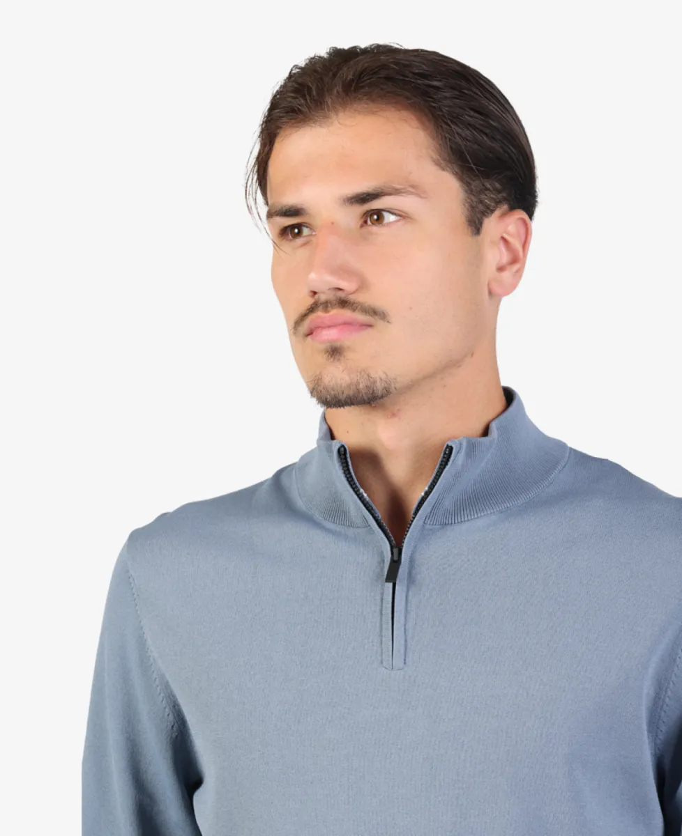 Seven Dials Trui Halfzip - Middelblauw 4 Seven Dials Seven Dials Trui Halfzip - Middelblauw