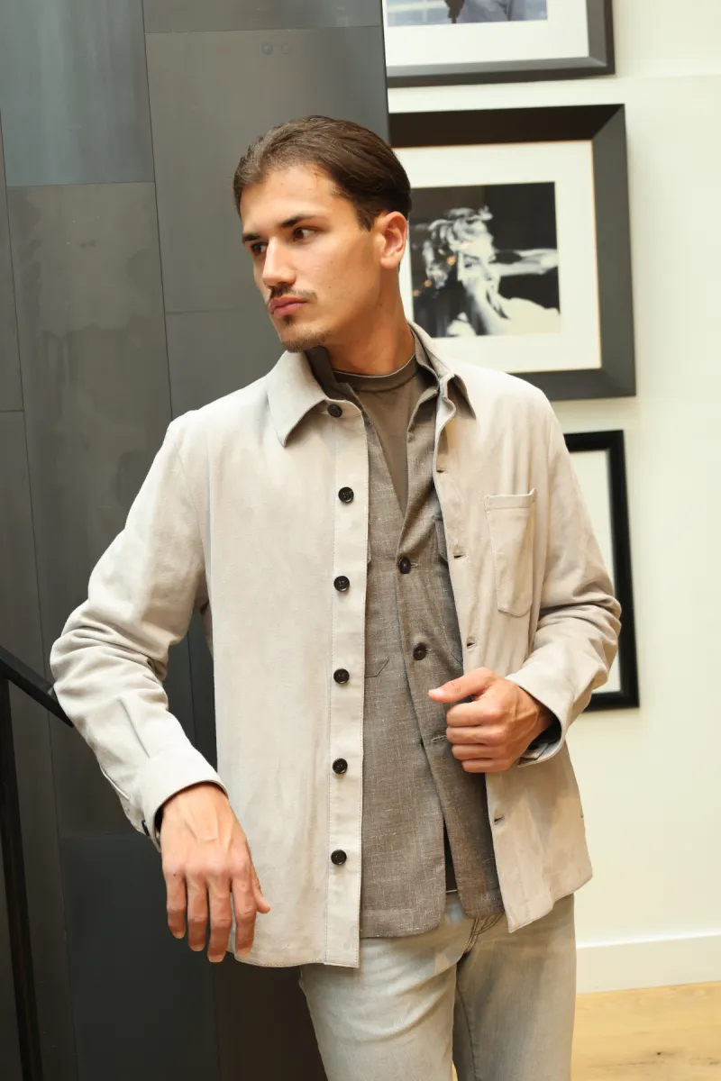 Arma Overshirt Suede - Lichtgrijs 8 Arma Arma Overshirt Suede - Lichtgrijs