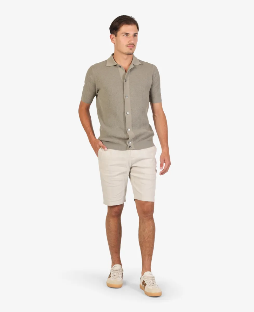 Filippo De Laurentiis Doorknoop polo - Taupe 2 Filippo De Laurentiis Filippo De Laurentiis Doorknoop polo - Taupe
