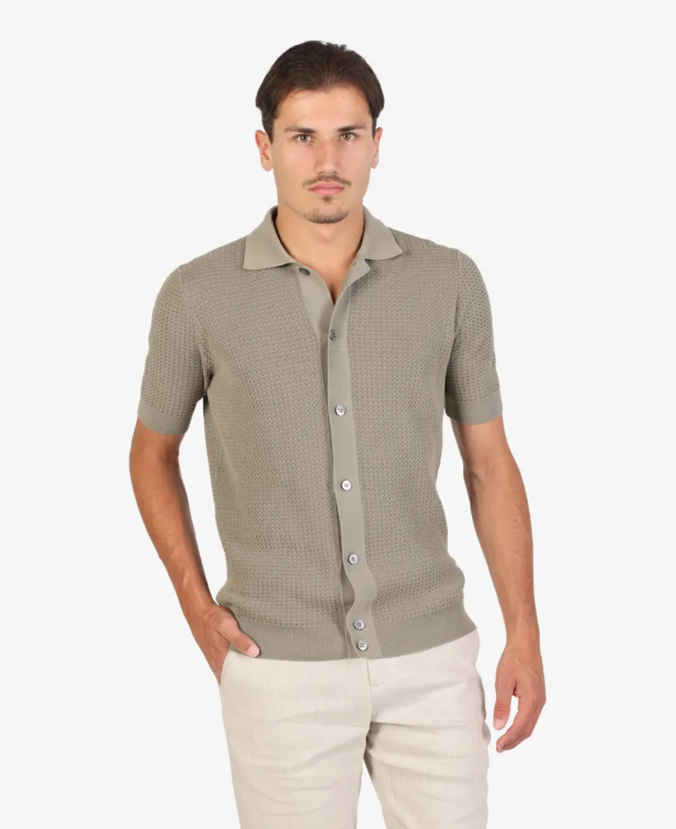 Filippo De Laurentiis Doorknoop polo - Taupe 4 Filippo De Laurentiis Filippo De Laurentiis Doorknoop polo - Taupe