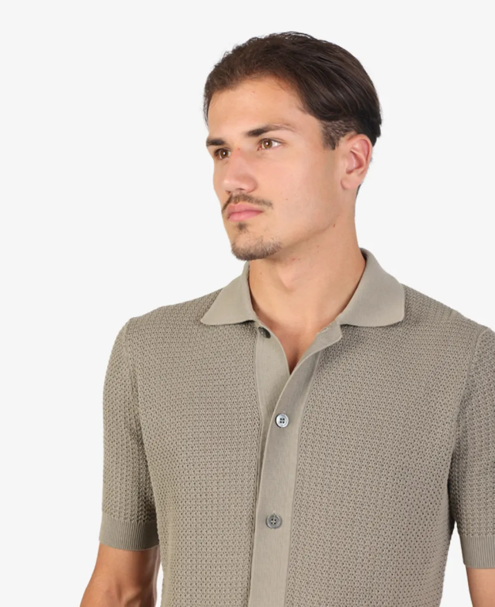Filippo De Laurentiis Doorknoop polo - Taupe 5 Filippo De Laurentiis Filippo De Laurentiis Doorknoop polo - Taupe