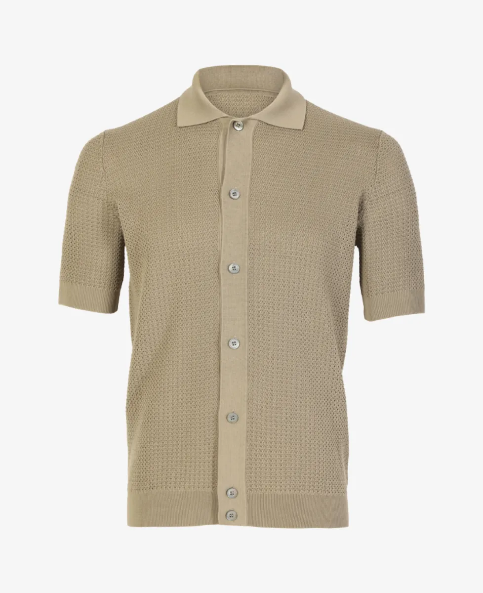 Filippo De Laurentiis Doorknoop polo - Taupe 1 Filippo De Laurentiis Filippo De Laurentiis Doorknoop polo - Taupe