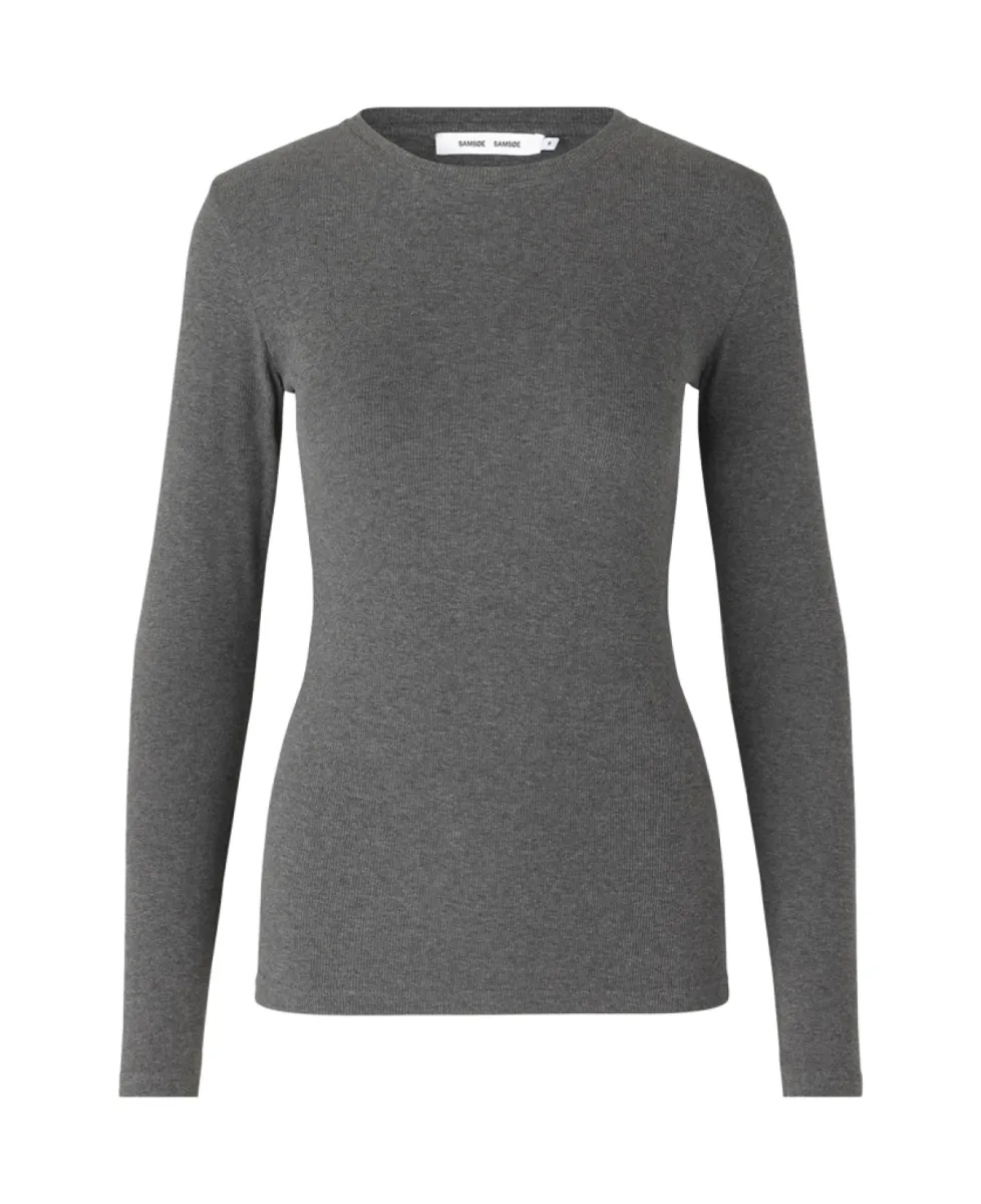 Samsoe Samsoe Tshirt lm - DARK GREY MELANGE 1 Samsoe Samsoe Samsoe Samsoe Tshirt lm - DARK GREY MELANGE