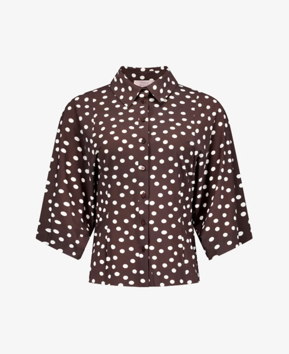 Studio Anneloes Blouse - 8717 espresso/ecru 1 Studio Anneloes Studio Anneloes Blouse - 8717 espresso/ecru