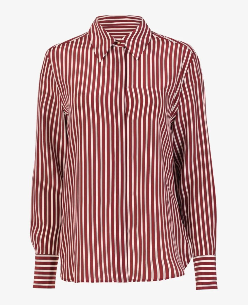 Max Mara Blouse - 004 Ruby Stripe 1 Max Mara Max Mara Blouse - 004 Ruby Stripe