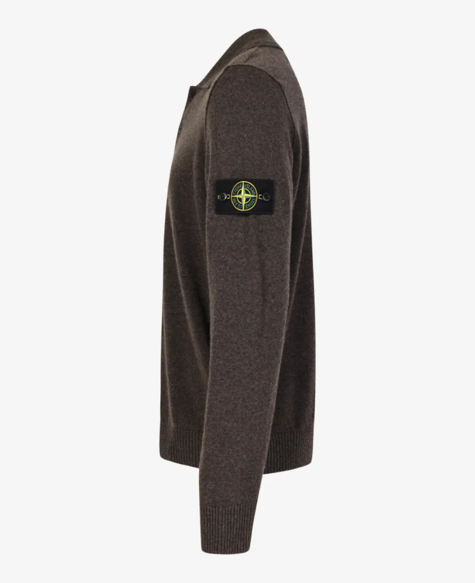 Stone Island Trui polo langemouw - V0M62 MELANGE LEAD 2 Stone Island Stone Island Trui polo langemouw - V0M62 MELANGE LEAD
