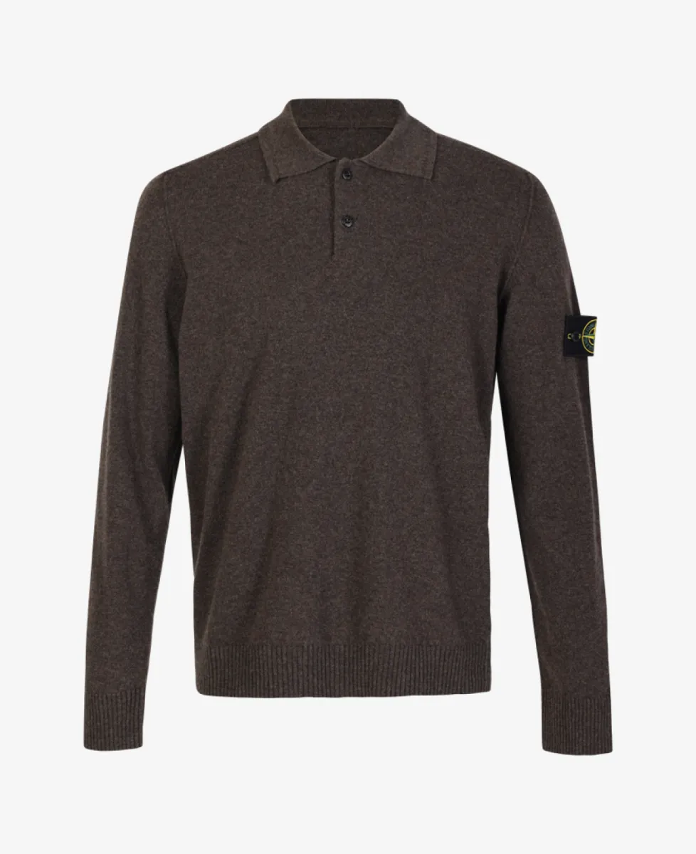 Stone Island Trui polo langemouw - V0M62 MELANGE LEAD 1 Stone Island Stone Island Trui polo langemouw - V0M62 MELANGE LEAD
