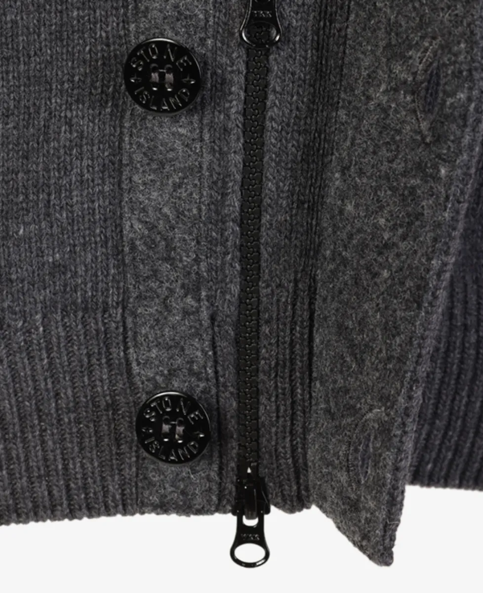 Stone Island Vest met knopen - V0M62 MELANGE LEAD 5 Stone Island Stone Island Vest met knopen - V0M62 MELANGE LEAD