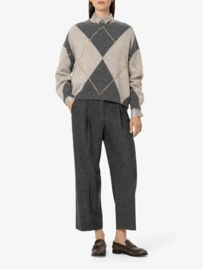 Luisa Cerano Luisa Cerano Alpaka-Mix-Pullover mit Muster - pearl/heather grey
