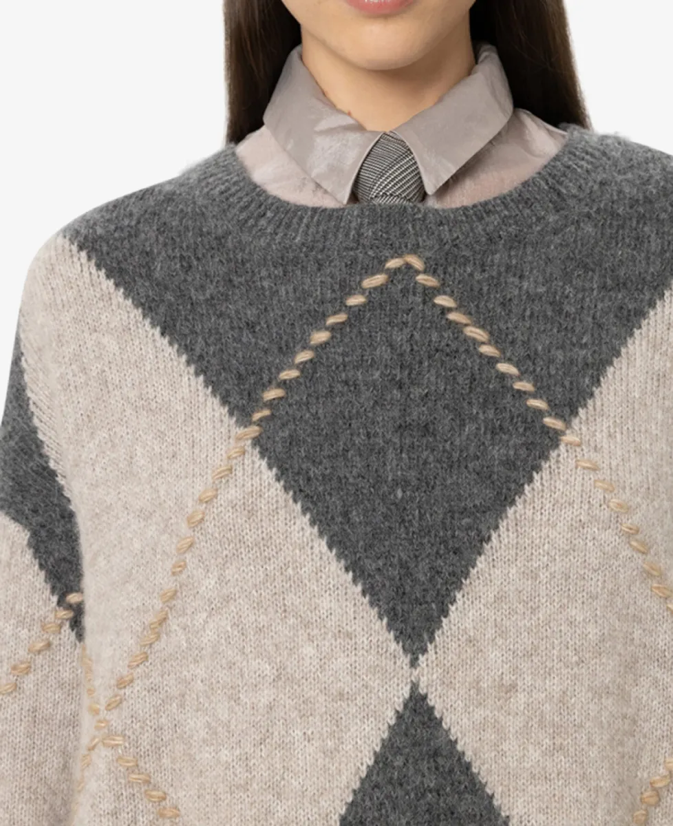 Luisa Cerano Alpaka-Mix-Pullover mit Muster - pearl/heather grey 3 Luisa Cerano Luisa Cerano Alpaka-Mix-Pullover mit Muster - pearl/heather grey