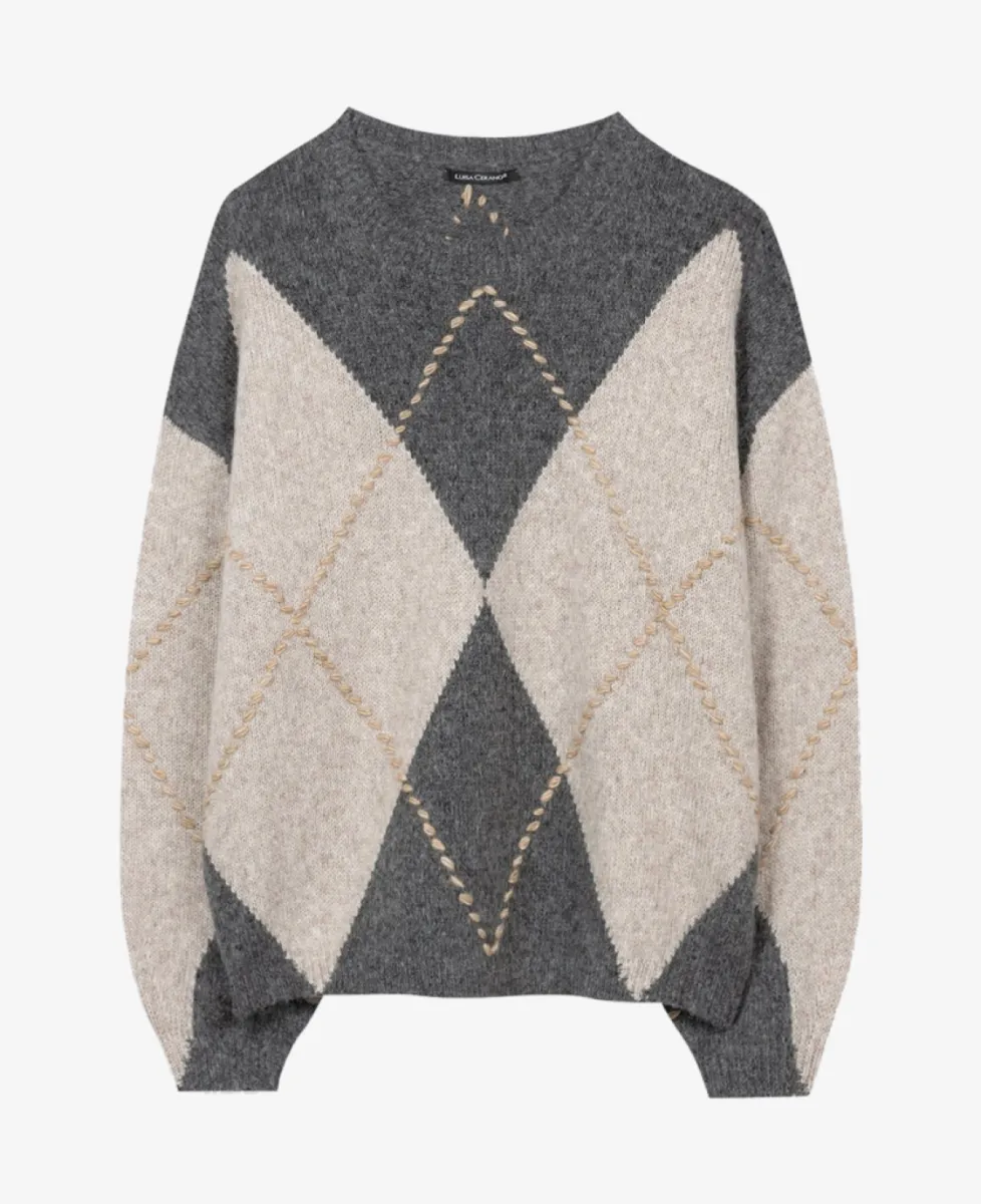 Luisa Cerano Alpaka-Mix-Pullover mit Muster - pearl/heather grey 1 Luisa Cerano Luisa Cerano Alpaka-Mix-Pullover mit Muster - pearl/heather grey