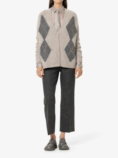 Luisa Cerano Luisa Cerano Alpaka-Mix-Cardigan mit Muster - pearl/heather grey