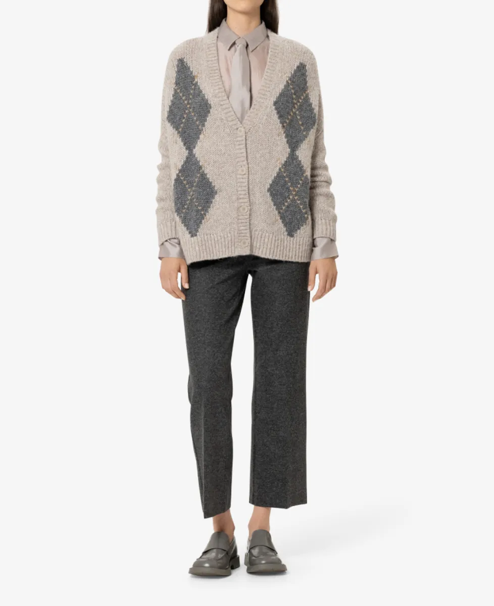 Luisa Cerano Alpaka-Mix-Cardigan mit Muster - pearl/heather grey 2 Luisa Cerano Luisa Cerano Alpaka-Mix-Cardigan mit Muster - pearl/heather grey
