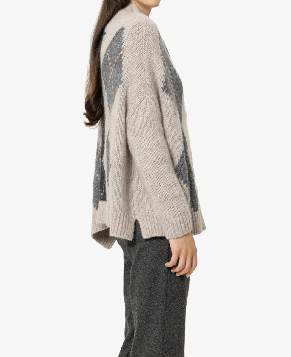 Luisa Cerano Alpaka-Mix-Cardigan mit Muster - pearl/heather grey 4 Luisa Cerano Luisa Cerano Alpaka-Mix-Cardigan mit Muster - pearl/heather grey