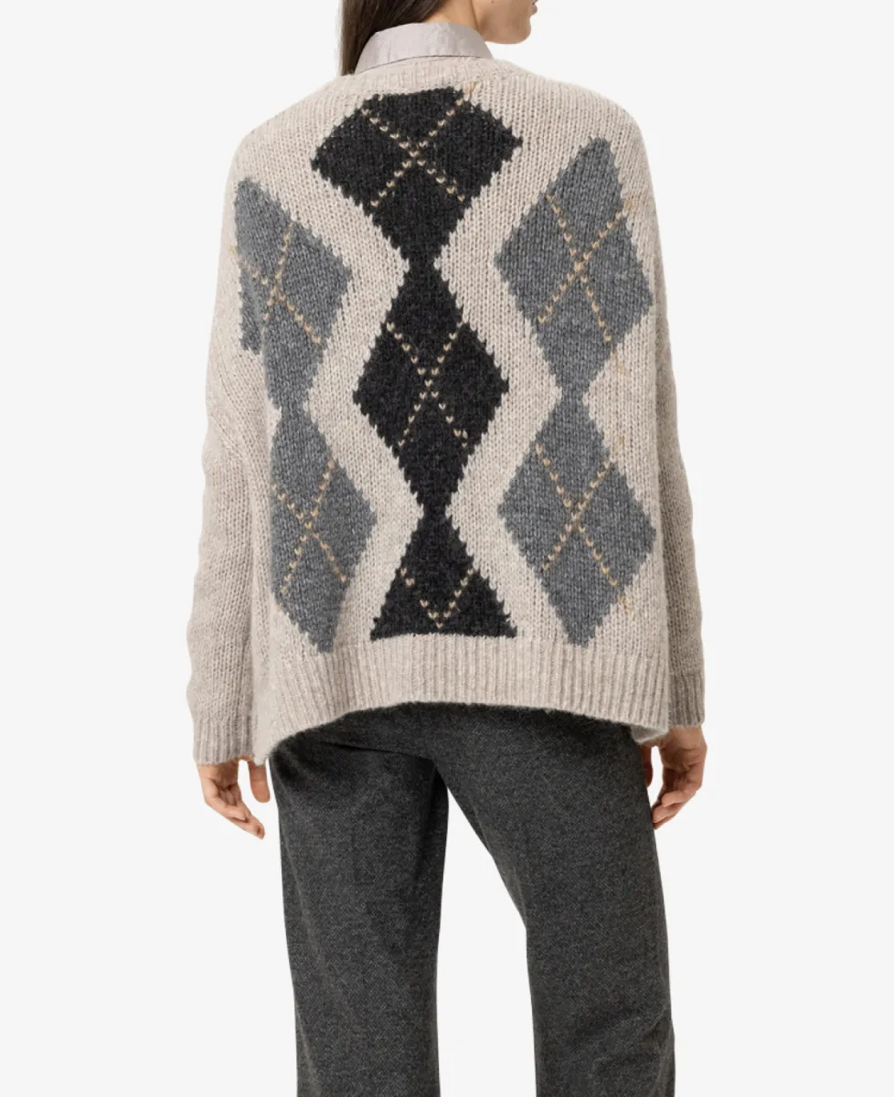 Luisa Cerano Alpaka-Mix-Cardigan mit Muster - pearl/heather grey 5 Luisa Cerano Luisa Cerano Alpaka-Mix-Cardigan mit Muster - pearl/heather grey