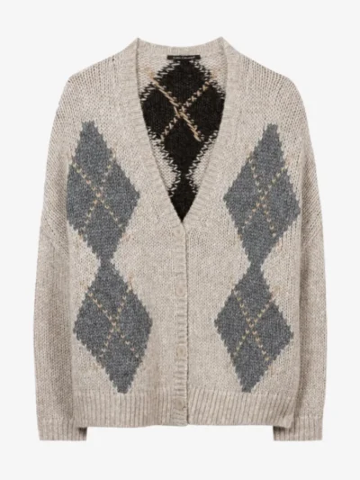 Luisa Cerano Luisa Cerano Alpaka-Mix-Cardigan mit Muster - pearl/heather grey