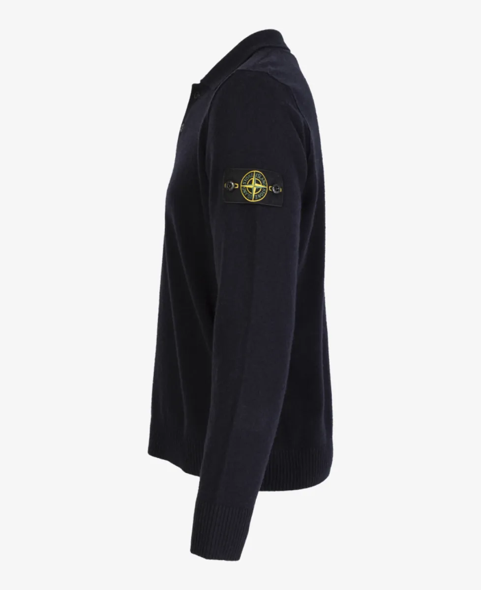 Stone Island Trui polo langemouw - V0020 NAVY BLUE 2 Stone Island Stone Island Trui polo langemouw - V0020 NAVY BLUE