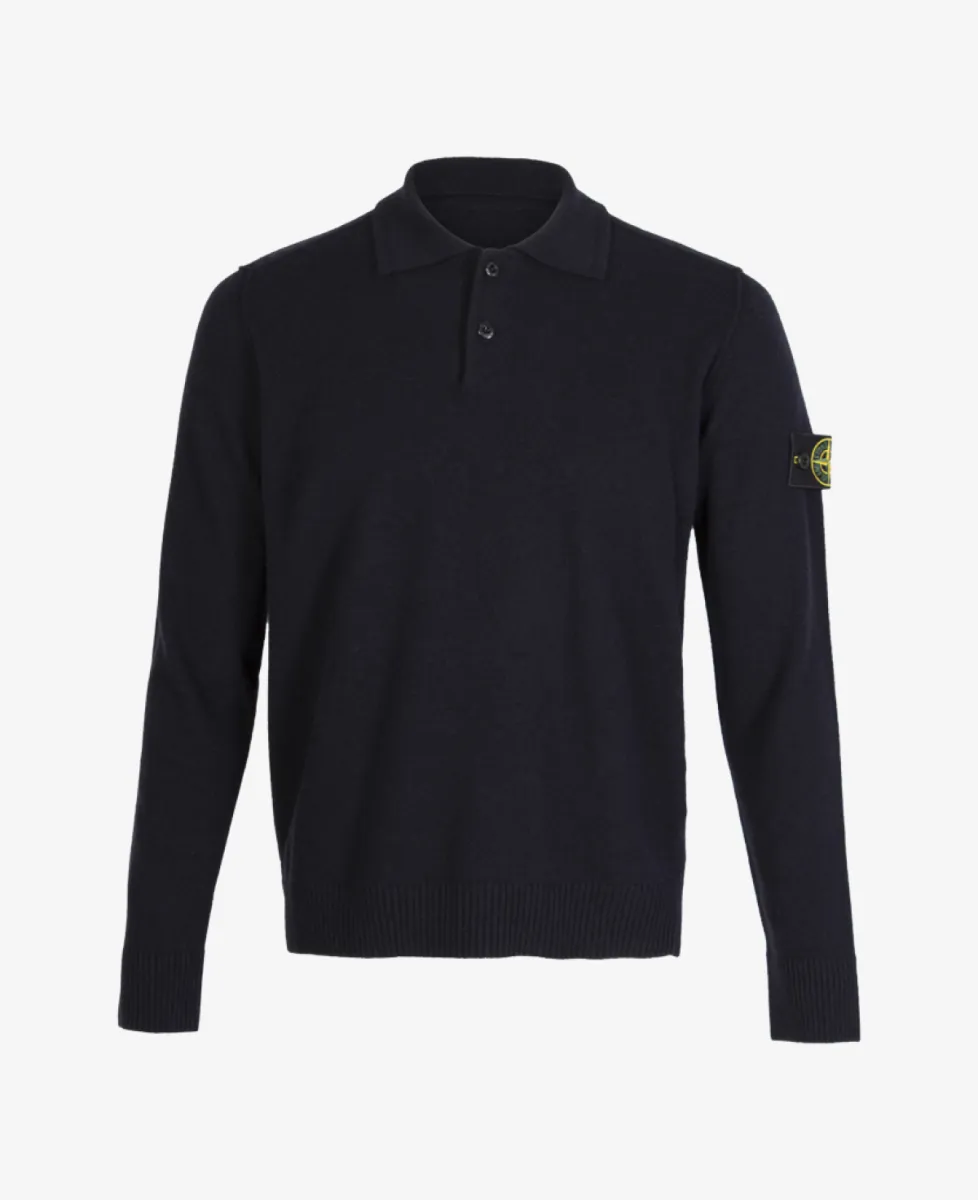 Stone Island Trui polo langemouw - V0020 NAVY BLUE 1 Stone Island Stone Island Trui polo langemouw - V0020 NAVY BLUE