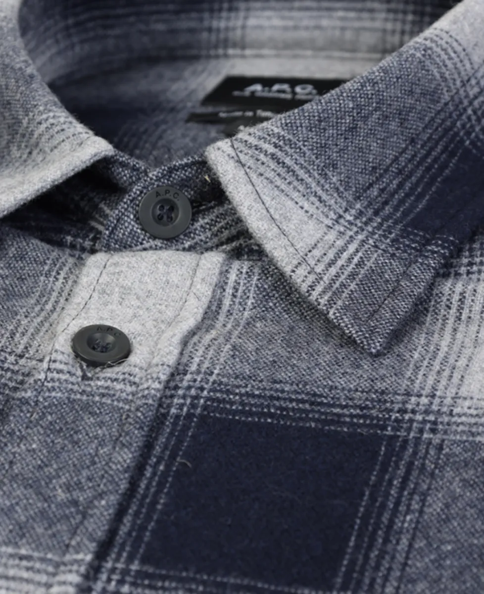 A.P.C. Overshirt Flannel - Lab Light Grey 4 A.P.C. A.P.C. Overshirt Flannel - Lab Light Grey