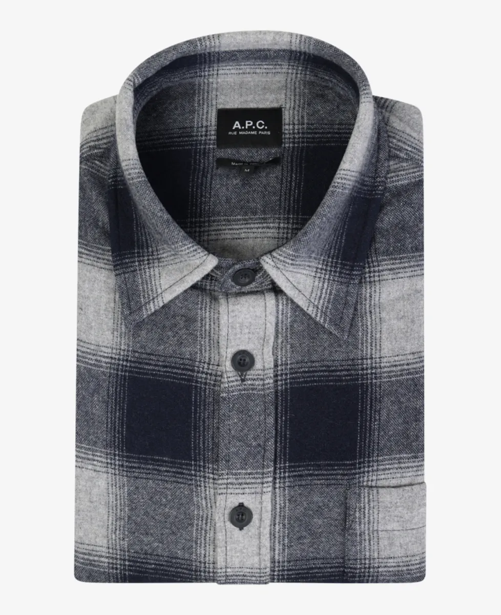 A.P.C. Overshirt Flannel - Lab Light Grey 1 A.P.C. A.P.C. Overshirt Flannel - Lab Light Grey