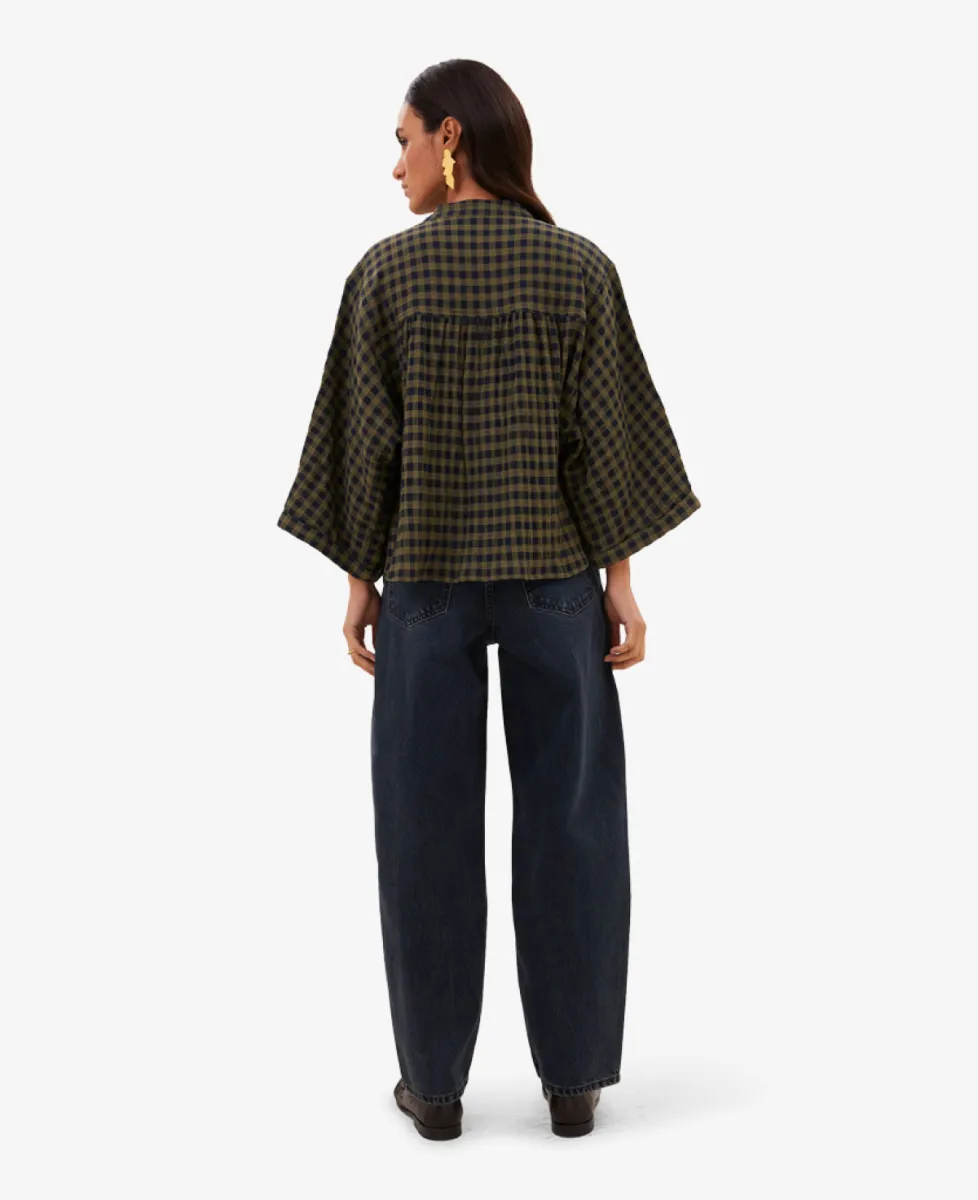 By-Bar Blouse - 1411 olive check 5 By-Bar By-Bar Blouse - 1411 olive check