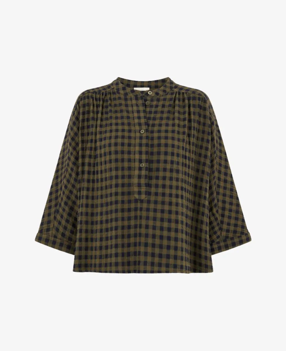 By-Bar Blouse - 1411 olive check 1 By-Bar By-Bar Blouse - 1411 olive check