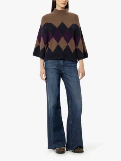 Luisa Cerano Luisa Cerano Cape-Pullover mit Muster - winter navy/caramel
