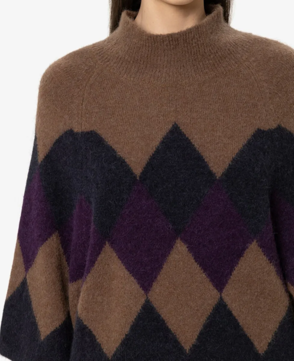 Luisa Cerano Cape-Pullover mit Muster - winter navy/caramel 3 Luisa Cerano Luisa Cerano Cape-Pullover mit Muster - winter navy/caramel