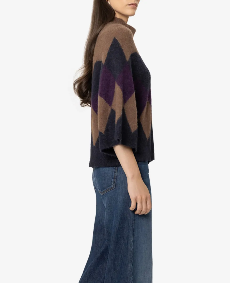 Luisa Cerano Cape-Pullover mit Muster - winter navy/caramel 4 Luisa Cerano Luisa Cerano Cape-Pullover mit Muster - winter navy/caramel
