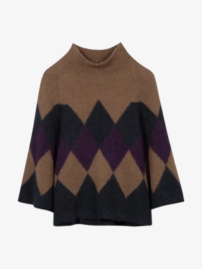 Luisa Cerano Luisa Cerano Cape-Pullover mit Muster - winter navy/caramel