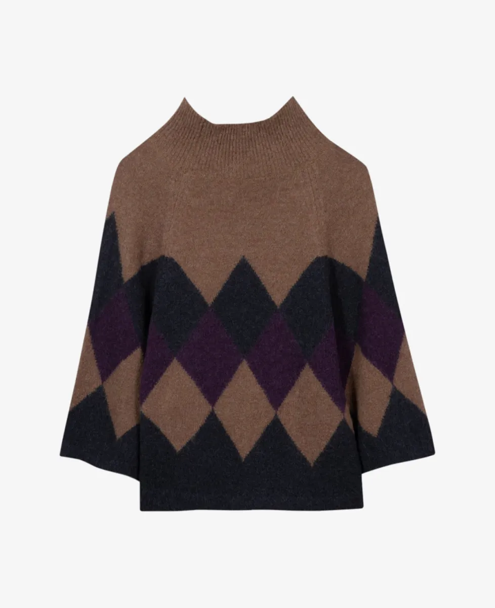 Luisa Cerano Cape-Pullover mit Muster - winter navy/caramel 6 Luisa Cerano Luisa Cerano Cape-Pullover mit Muster - winter navy/caramel