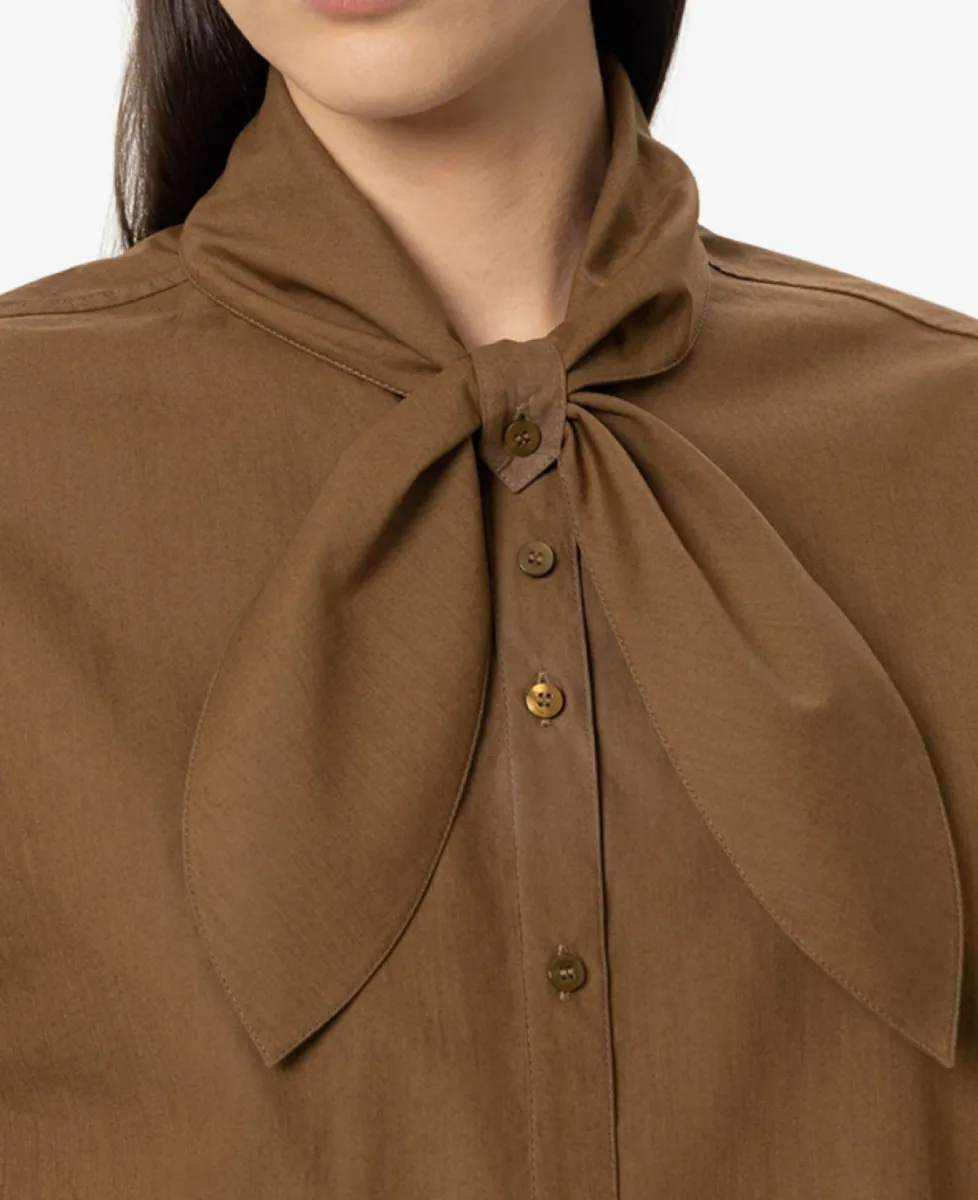 Luisa Cerano Hemd mit Schal-Schluppe - caramel 3 Luisa Cerano Luisa Cerano Hemd mit Schal-Schluppe - caramel