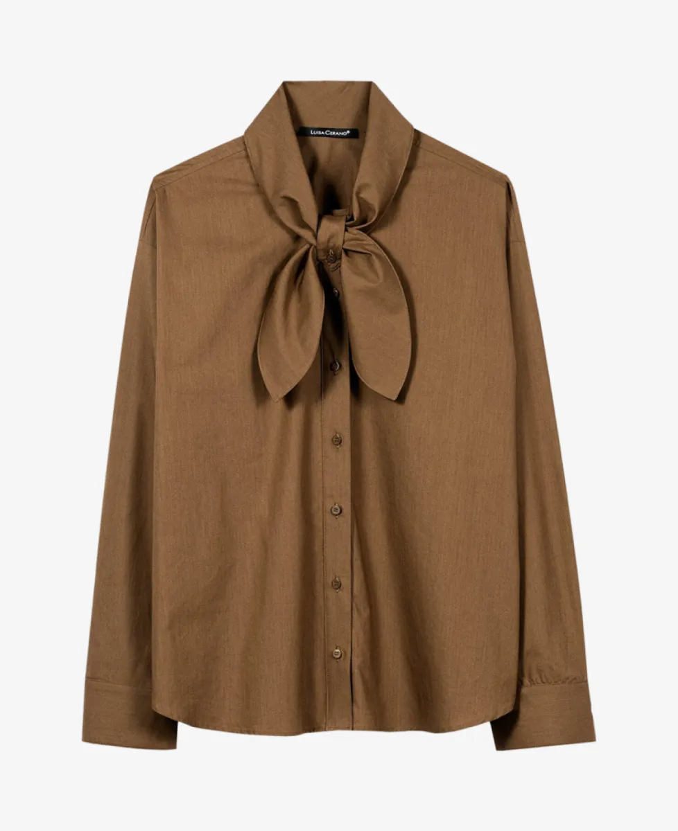 Luisa Cerano Hemd mit Schal-Schluppe - caramel 1 Luisa Cerano Luisa Cerano Hemd mit Schal-Schluppe - caramel