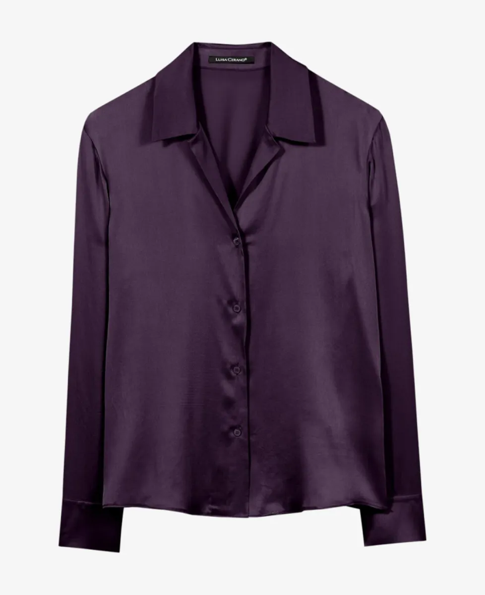 Luisa Cerano Hemdbluse aus Seiden-Mix - plum 1 Luisa Cerano Luisa Cerano Hemdbluse aus Seiden-Mix - plum