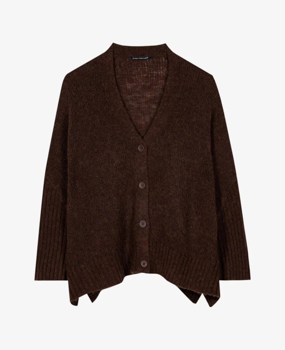 Luisa Cerano Cape-Cardigan aus Alpaka-Mix - marone 1 Luisa Cerano Luisa Cerano Cape-Cardigan aus Alpaka-Mix - marone
