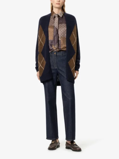 Luisa Cerano Luisa Cerano Alpaka-Mix-Cardigan mit Muster - winter navy/caramel