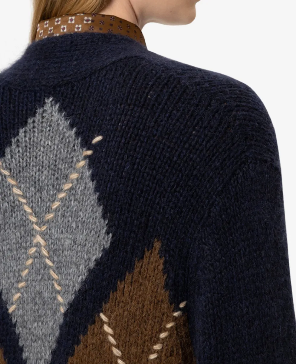 Luisa Cerano Alpaka-Mix-Cardigan mit Muster - winter navy/caramel 4 Luisa Cerano Luisa Cerano Alpaka-Mix-Cardigan mit Muster - winter navy/caramel