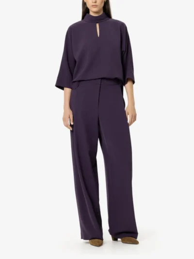 Luisa Cerano Luisa Cerano Wideleg-Pants mit Bundfalten - plum
