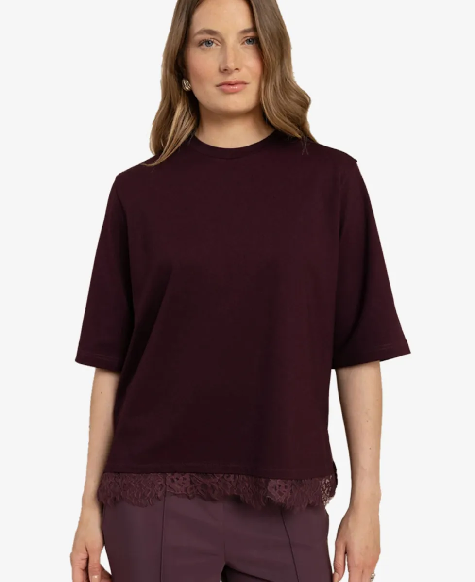 Studio Anneloes Tshirt km - 4800 aubergine 3 Studio Anneloes Studio Anneloes Tshirt km - 4800 aubergine