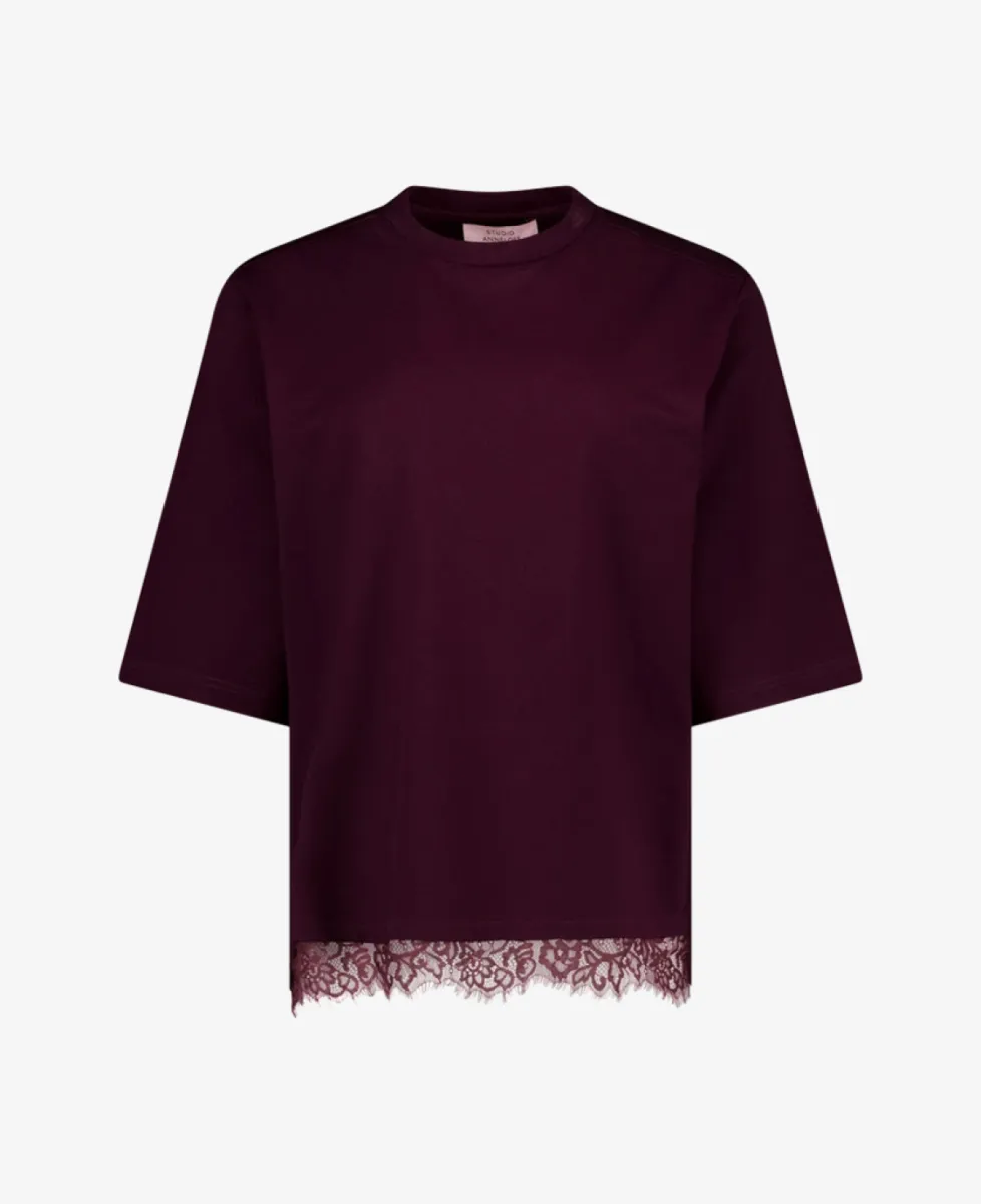 Studio Anneloes Tshirt km - 4800 aubergine 1 Studio Anneloes Studio Anneloes Tshirt km - 4800 aubergine