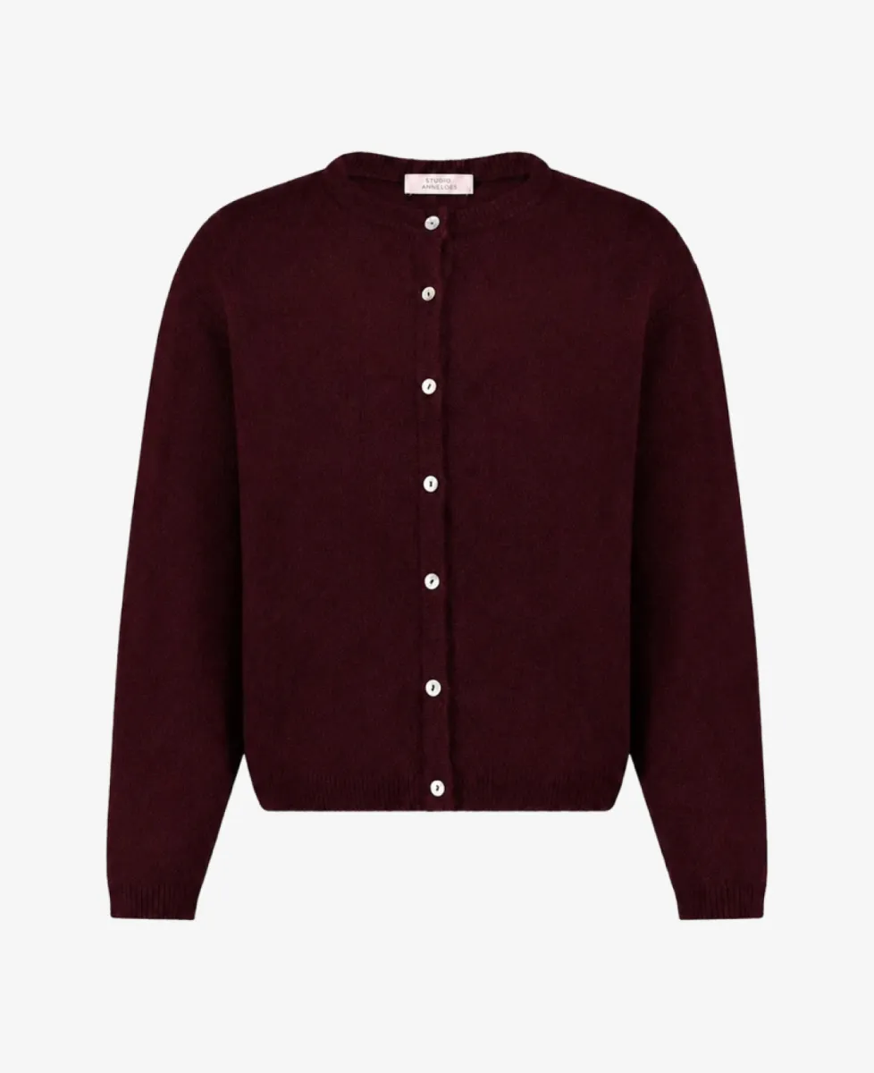 Studio Anneloes Gebreid vestje - 3900 red wine 1 Studio Anneloes Studio Anneloes Gebreid vestje - 3900 red wine