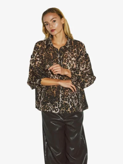 With Black With Black Blouse - Leo Print