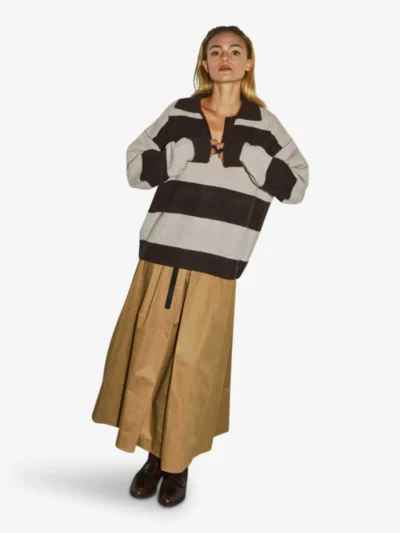 With Black With Black Trui - Brown/ Birch Stripe