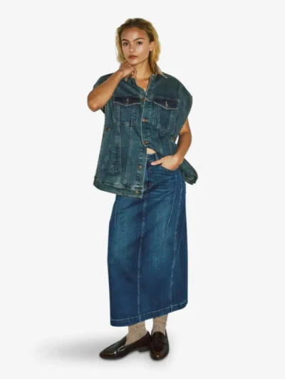 With Black With Black Gilet - Vintage Blue Denim