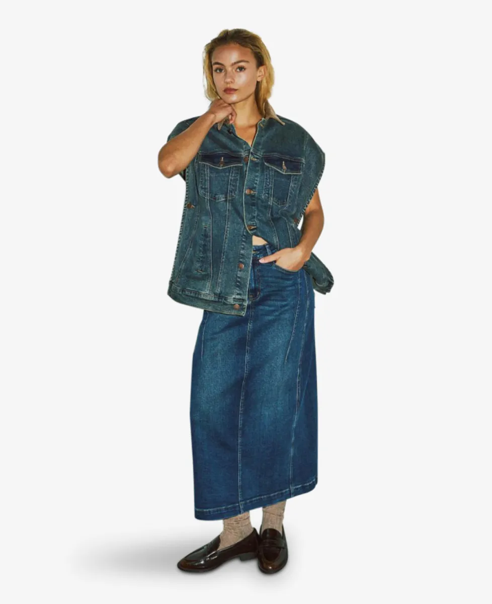 With Black Gilet - Vintage Blue Denim 2 With Black With Black Gilet - Vintage Blue Denim