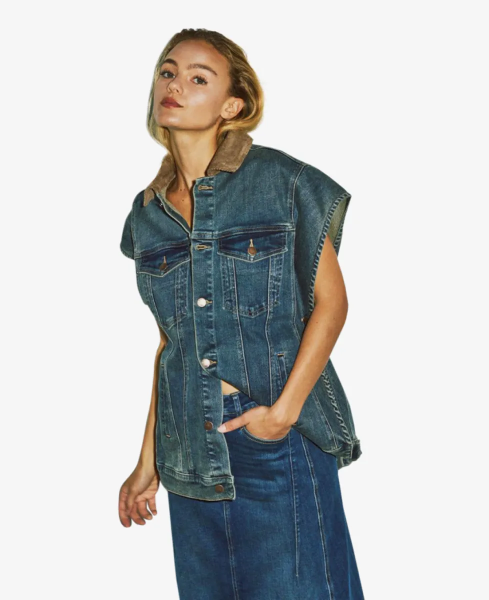With Black Gilet - Vintage Blue Denim 3 With Black With Black Gilet - Vintage Blue Denim