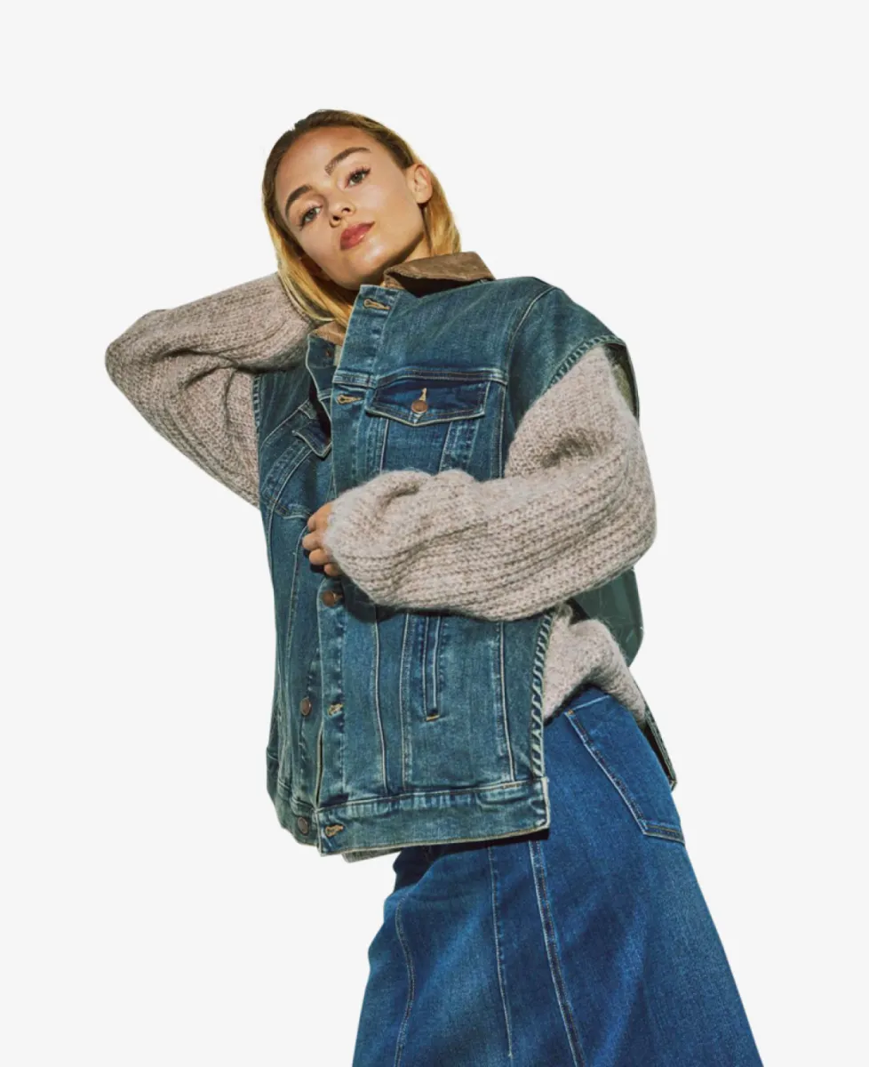 With Black Gilet - Vintage Blue Denim 5 With Black With Black Gilet - Vintage Blue Denim