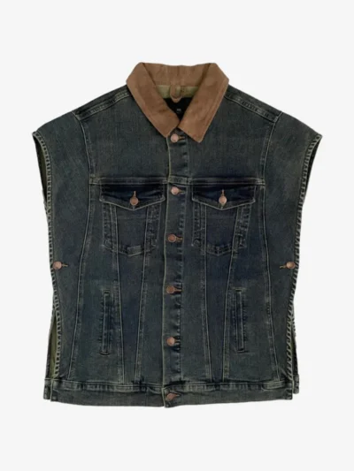With Black With Black Gilet - Vintage Blue Denim