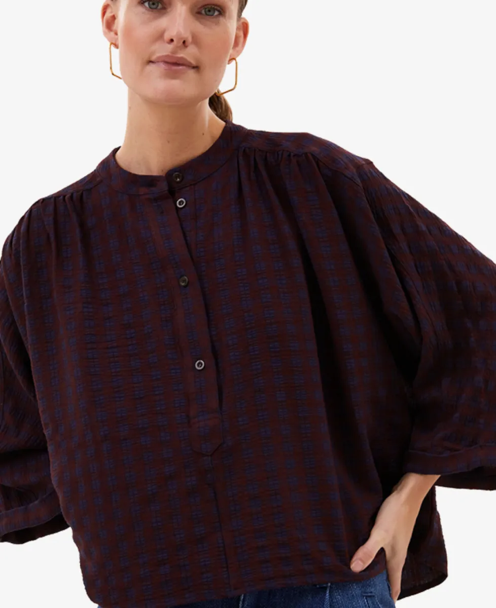 By-Bar JESS blouse - Wine check 4 By-Bar By-Bar JESS blouse - Wine check